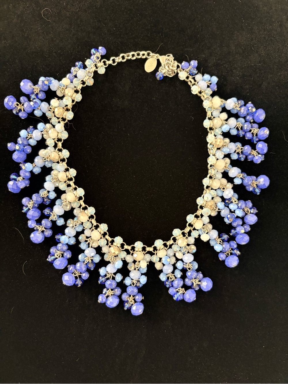 Blue Beaded Cluster Statement Necklace - Women Jewelry